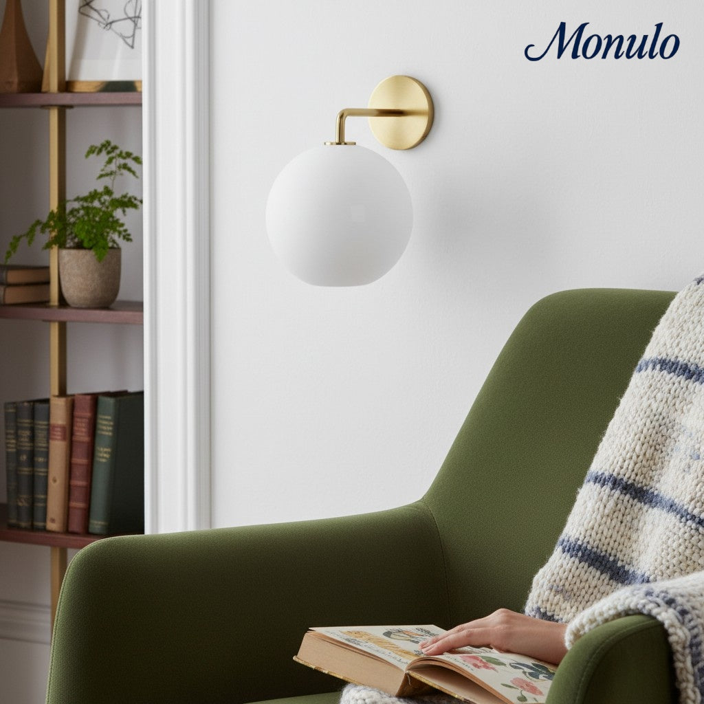 Selvion Art-Glass Globe Wall Sconce – Elegant Modern Wall Light for Bathrooms, Halls & Living Spaces