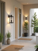 Load image into Gallery viewer, Yolvira Glass Outdoor Wall Light – Modern Metal Lantern For Porch
