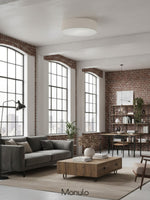 Load image into Gallery viewer, Soft Ceiling Lamp - Fabric &amp; Acrylic Round Light for Ambient Glow
