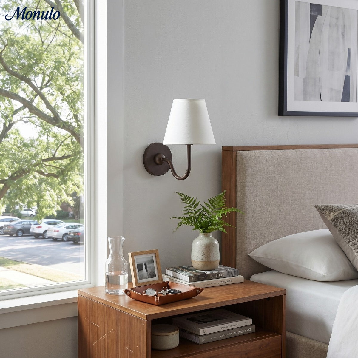 Luvora Fabric Shade Wall Sconce with Drum Shade - Classic Pleated Sconce Light