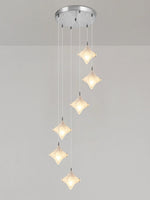Bild in der Galerieansicht laden, Art Deco Stern Treppenpendelleuchte – Mattglas Hängeleuchte – Astris Altair
