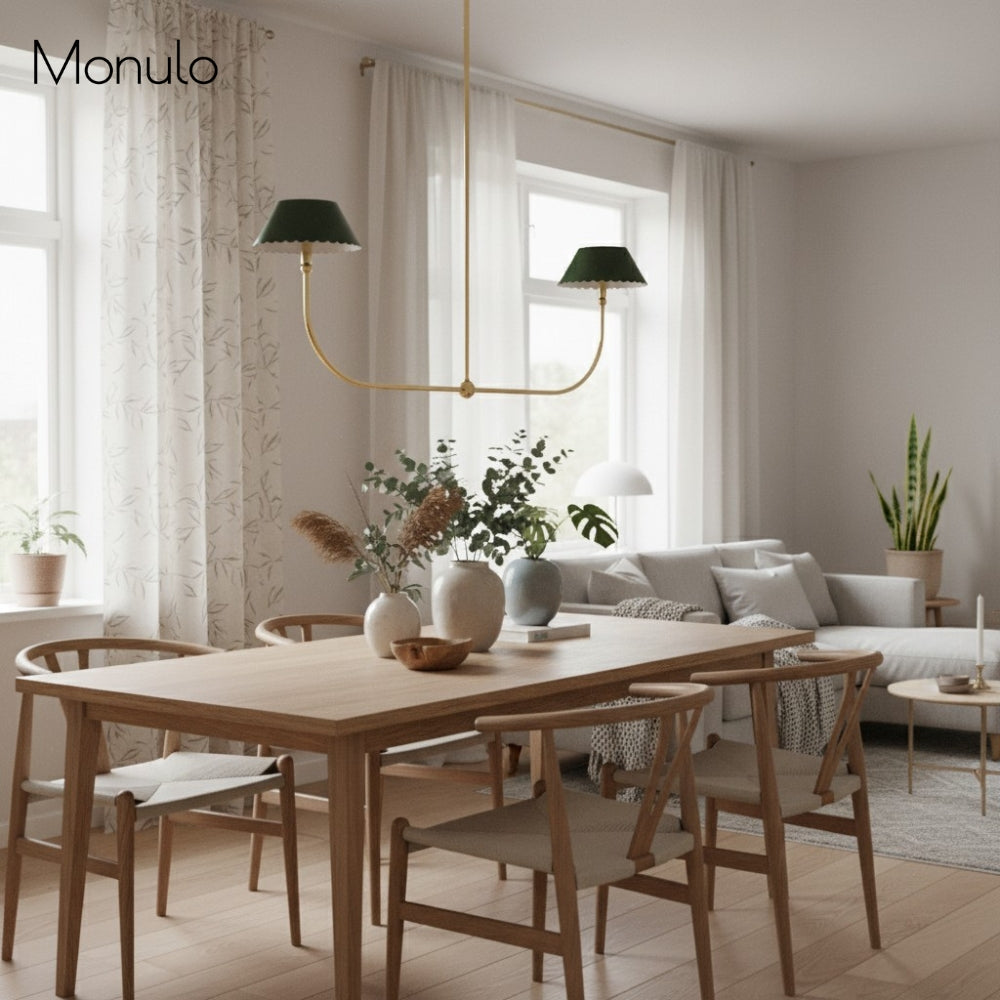 Foldray Scalloped Edge Leather-Style Linear Chandelier – Modern Dining Room Lighting