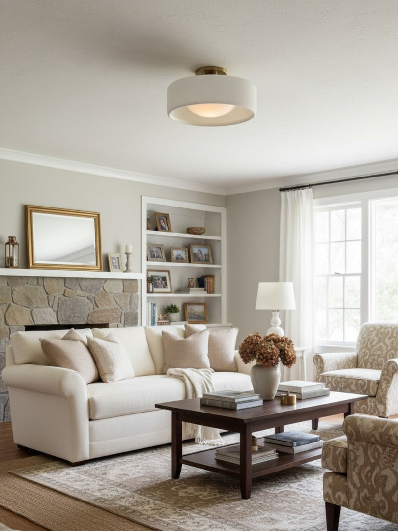 Cerova Contemporary Porcelain Flush Mount Ceiling Light – Soft Ambient Illumination for Hallways and Offices