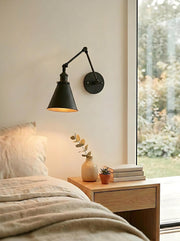 Apliques de pared para dormitorio con brazo oscilante de metal Conique - Lámpara industrial con brazo oscilante, aplique de pared ajustable 