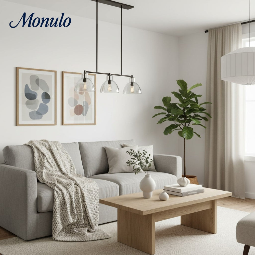 Glavira Contemporary Linear Pendant Light – Klarglas-Schirm mit Messing- oder Bronze-Finish