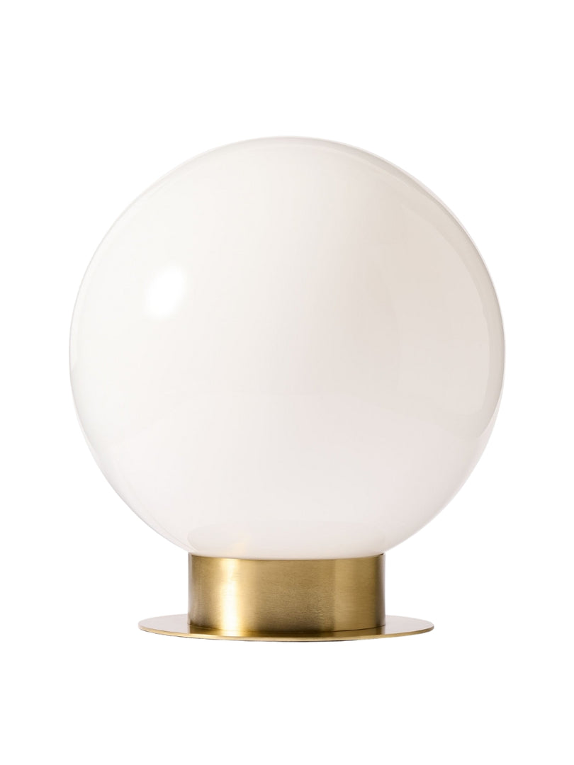 Lámpara de mesa moderna Rivolence - Acabado en latón - Pantalla de cristal blanco - Estilo retro