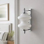 Cargar imagen en el visor de la Galería, White glass wall light installed in a hallway