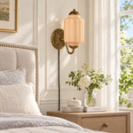 Cargar imagen en el visor de la Galería, Eloise fluted milk-glass plug-in wall sconce