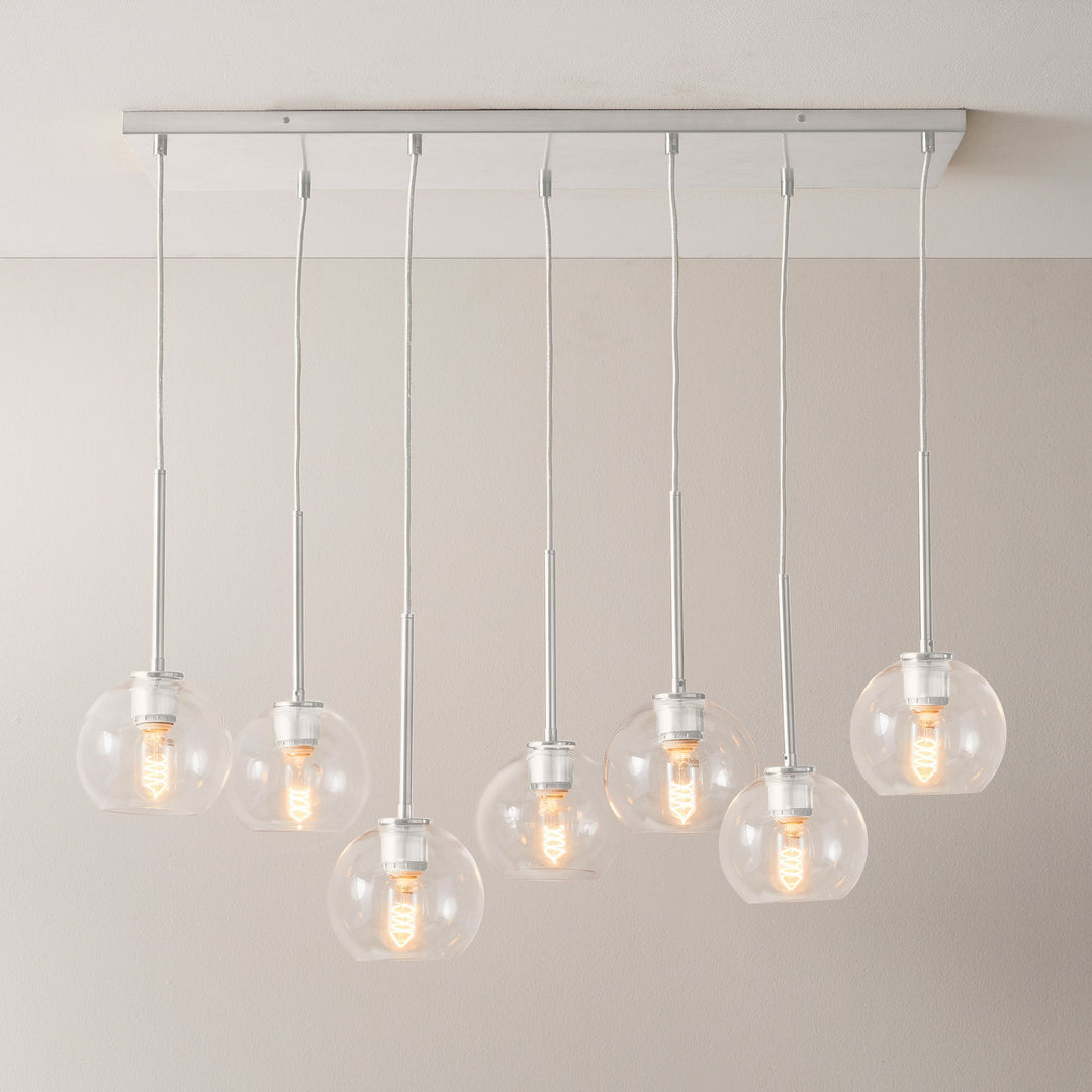 Selvion Eleganter 7-Licht Kugel Kronleuchter – Glas Pendelleuchte