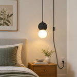 Load image into Gallery viewer, Textured Stone And Glass Plug-In Swag Pendant