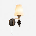 Cargar imagen en el visor de la Galería, Full view of matte nickel ash wood glass wall sconce