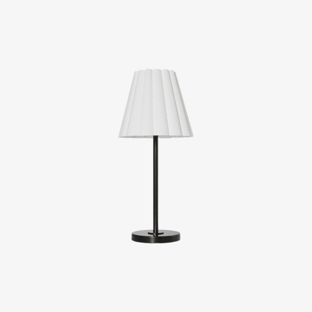 Lámpara de mesa delgada de transición Ruffmeto: iluminación con pantalla escultural para sala de estar o dormitorio