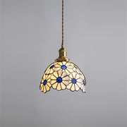 Brass Stained Glass Plug-In Pendant