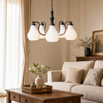 Bild in Gallery-Viewer laden, Five-heads glass chandelier in a warm living room