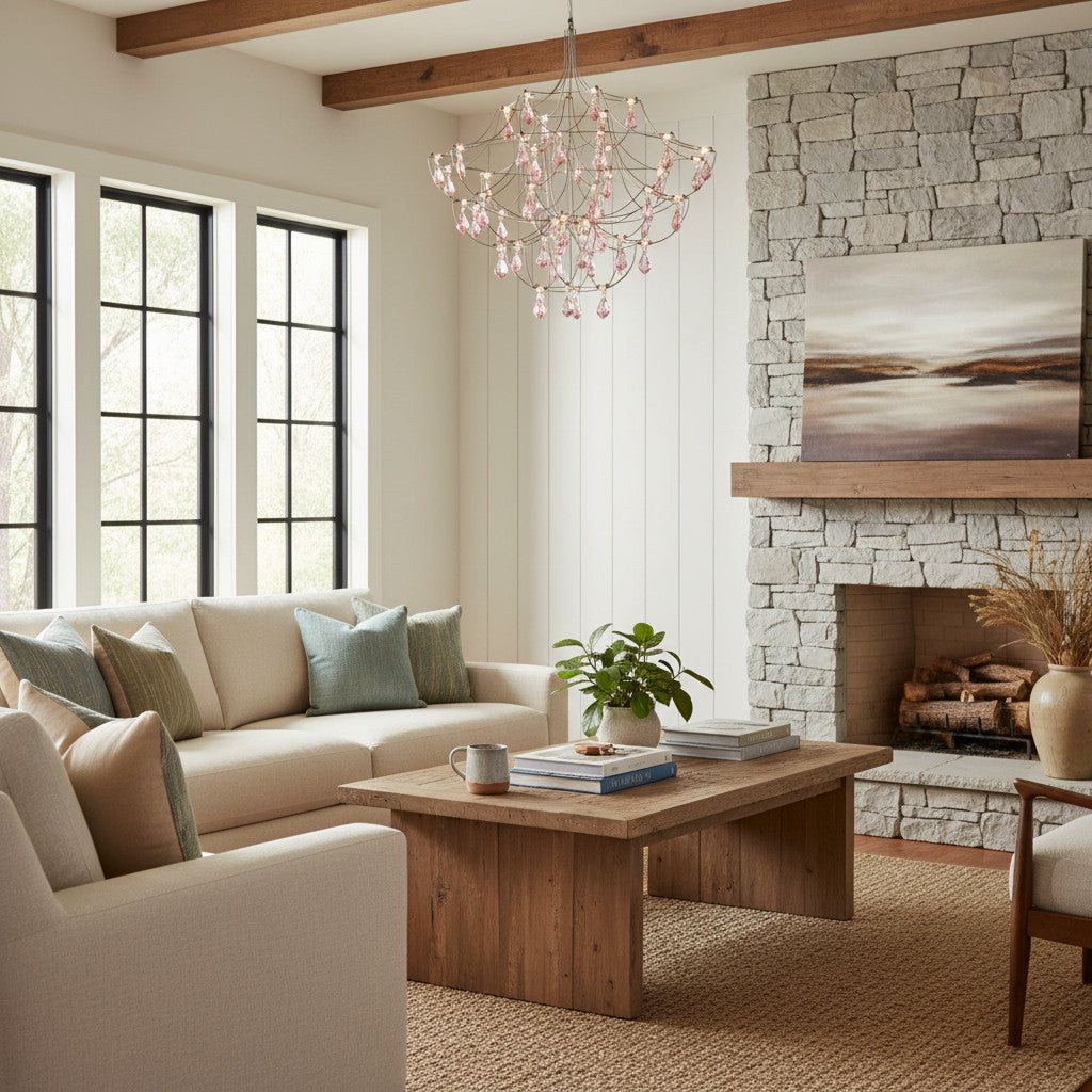 Lustre en cristal français Crynora - Design romantique Luciole en style luxe pour salle à manger ou chambre à coucher