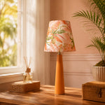 Load image into Gallery viewer, Liberty Fabric Floral Ceramic Table Lamp with Orange Handmade Base