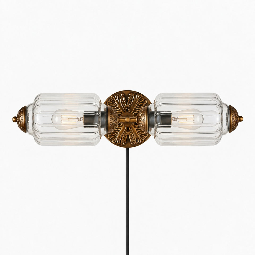 Eloise fluted milk-glass plug-in wall sconce