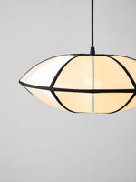 Bild in Gallery-Viewer laden, Black Metal White Fabric Plug-In Swag Pendant