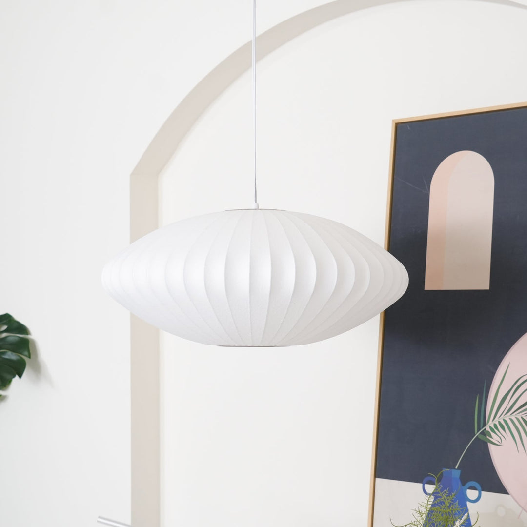 White Geometric Wire Swag Pendant Light