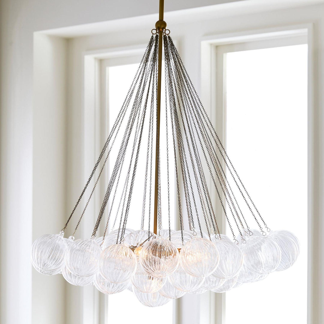 Lámpara de araña de cristal con burbujas Bravira - Iluminación vintage de latón ovalado y cristal