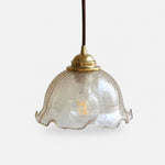Load image into Gallery viewer, vintage brass pendant light with tea glass shade