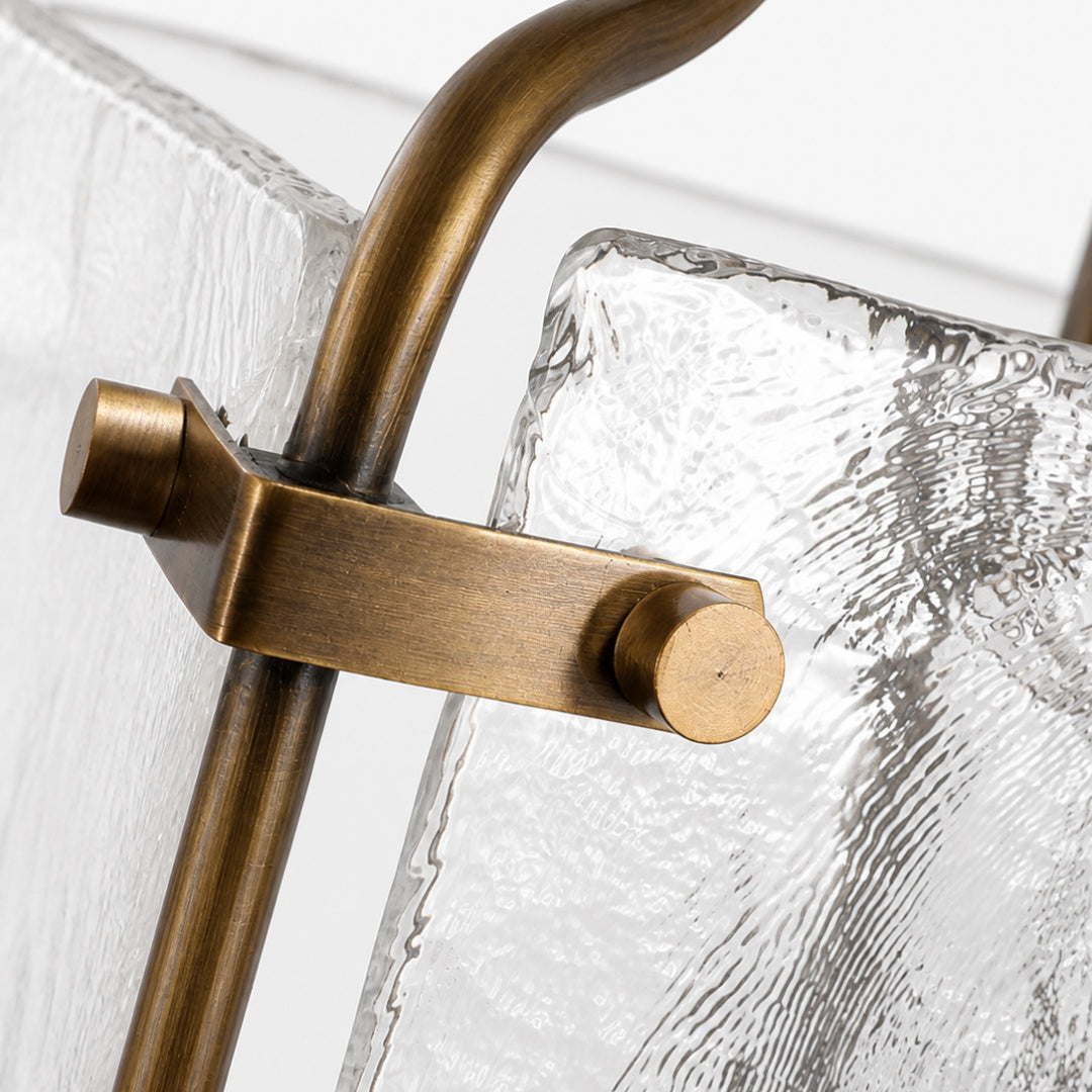 Brass and Pressed Glass Lantern Pendant Light