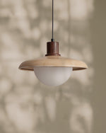Charger l'image dans la visionneuse de galerie, Wood-Tone Metal Glass Plug-In Pendant