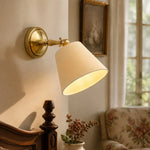Cargar imagen en el visor de la Galería, Vintage Brass Wall Sconce with Fabric Shade
