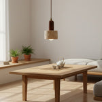 Cargar imagen en el visor de la Galería, Lámpara colgante minimalista japonesa de madera y travertino WabiLum - Iluminación elegante para el dormitorio