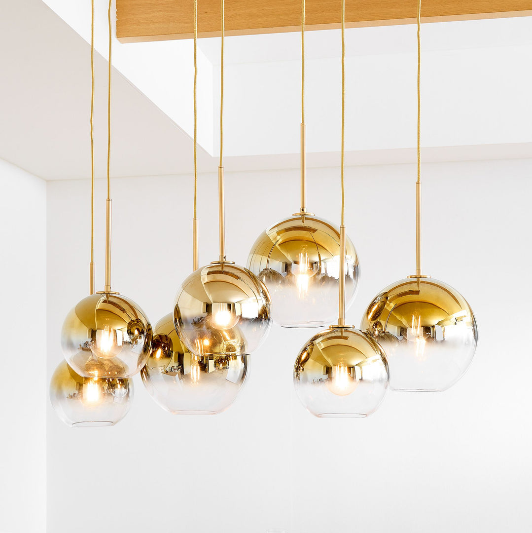Selvion Eleganter 7-Licht Kugel Kronleuchter – Glas Pendelleuchte