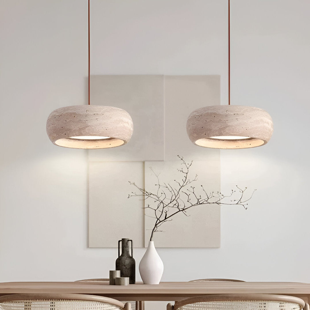 Suspension en pierre travertin style Wabi Sabi