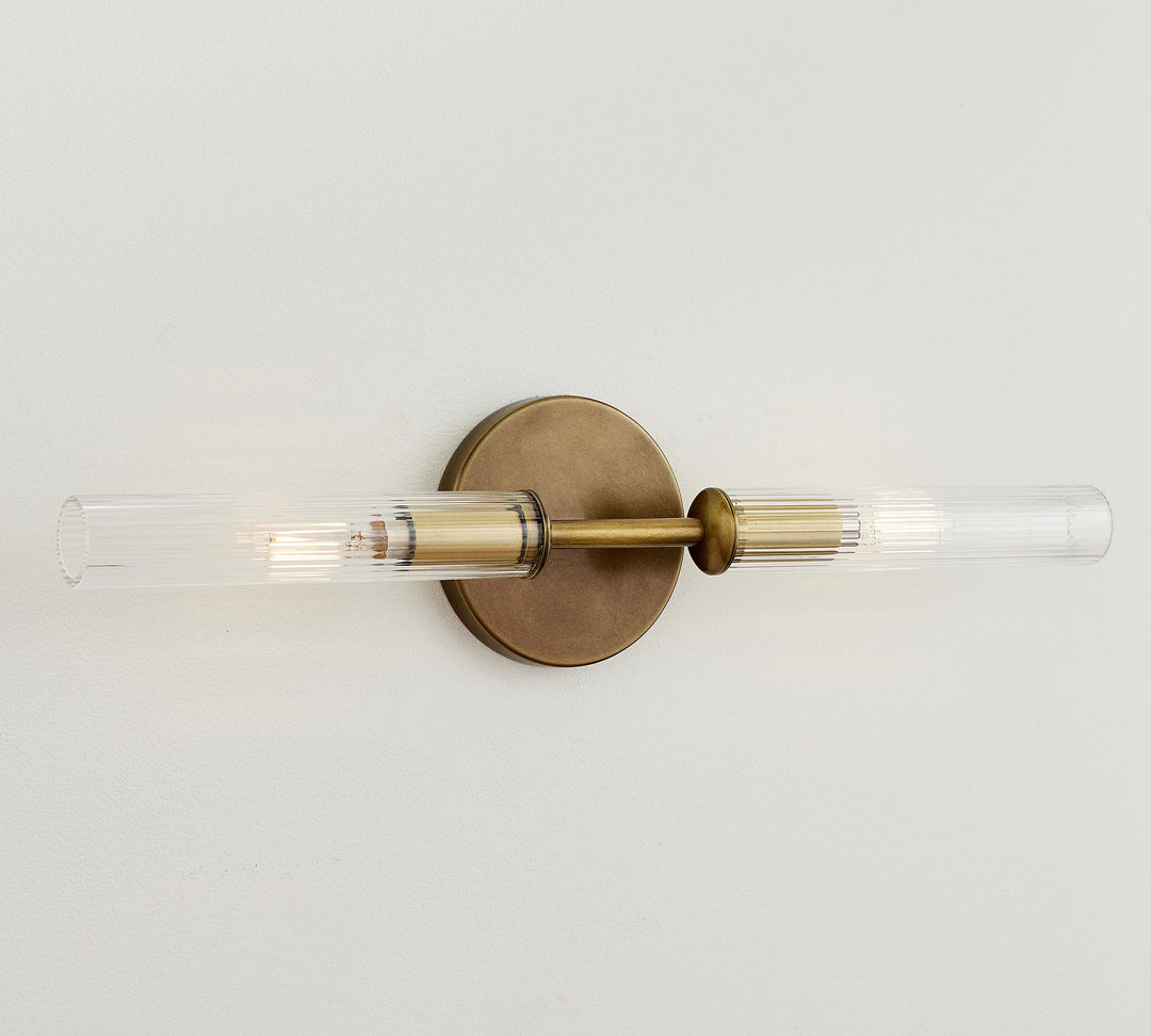 Aplique de pared de tubo de vidrio Bravira - Iluminación clásica de tubo de latón acanalado