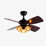 Cargar imagen en el visor de la Galería, Angled view of black amber glass ceiling fan light