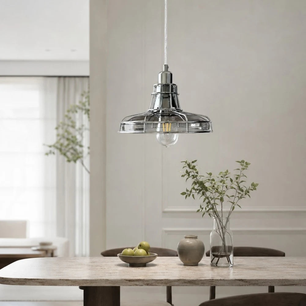 Pendant lamp in quiet modern room