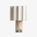 Load image into Gallery viewer, Cavilon Modern Artisanal Marble Accent Table Lamp with Soft Fabric Shade for Living Room and Bedroom