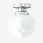 Cargar imagen en el visor de la Galería, Geotower Glass Art Deco Opal Glass Flush Mount Ceiling Light – Modern Deco Indoor Accent Light for Living Room
