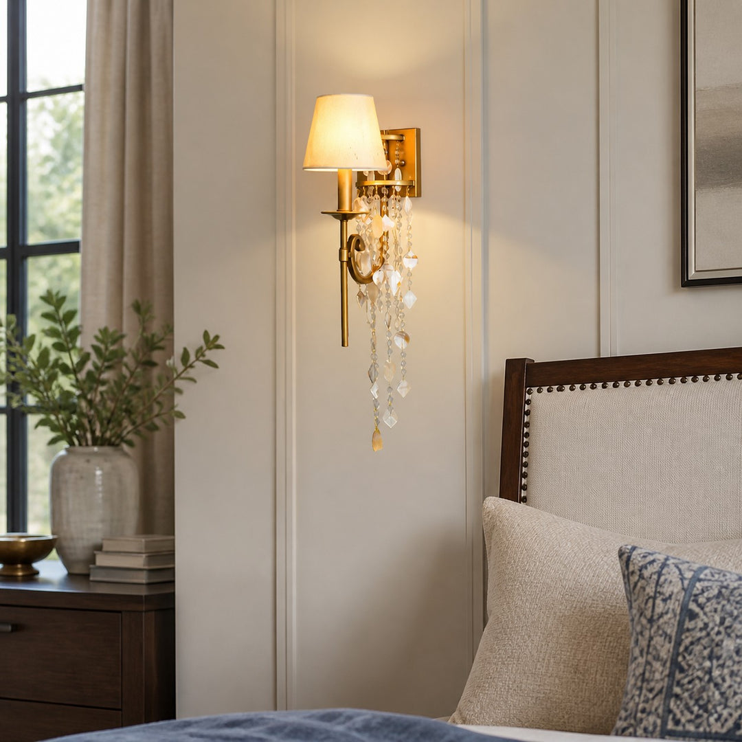 Crystal and Shell Tassel Wall Sconce