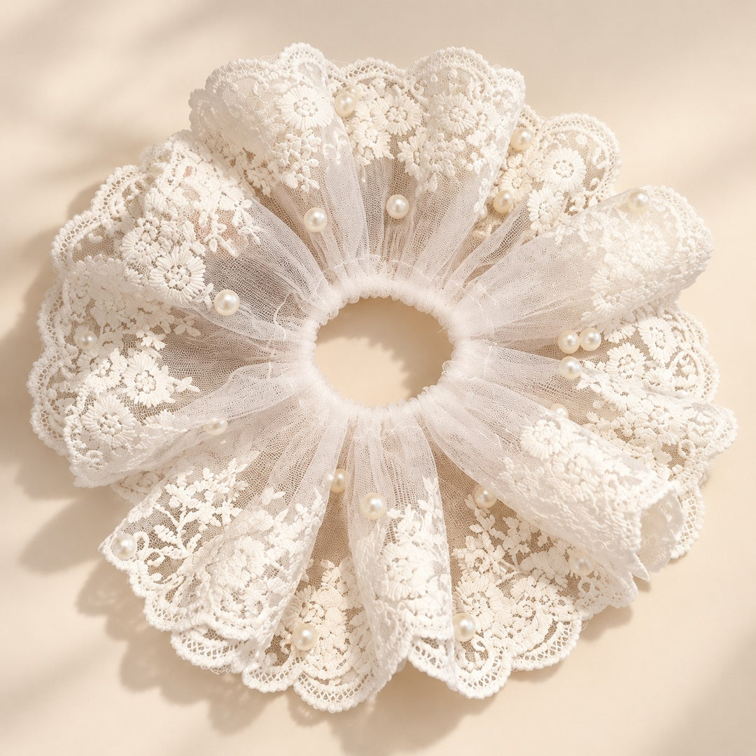 Vintage Lace Lamp Shade Covers with Bows, Pearls & Floral Details