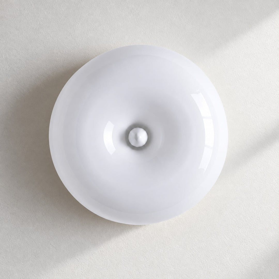 Round Disc Centre Button Blown Glass Wall Light