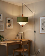 Charger l'image dans la visionneuse de galerie, Tiered Fabric Wood Plug-In Swag Pendant