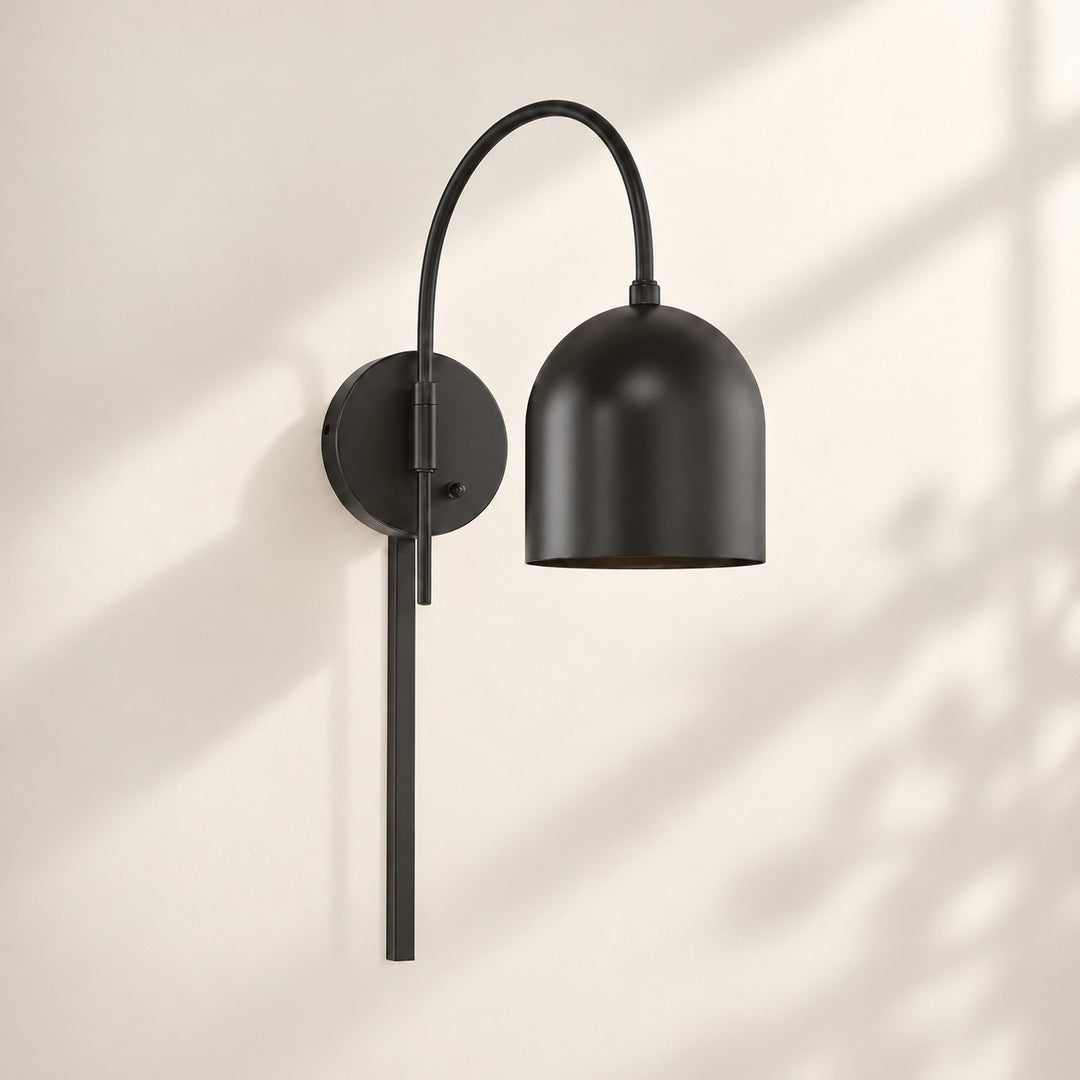 Dome Arm Plug-In Cord Arched Metal Wall Sconce
