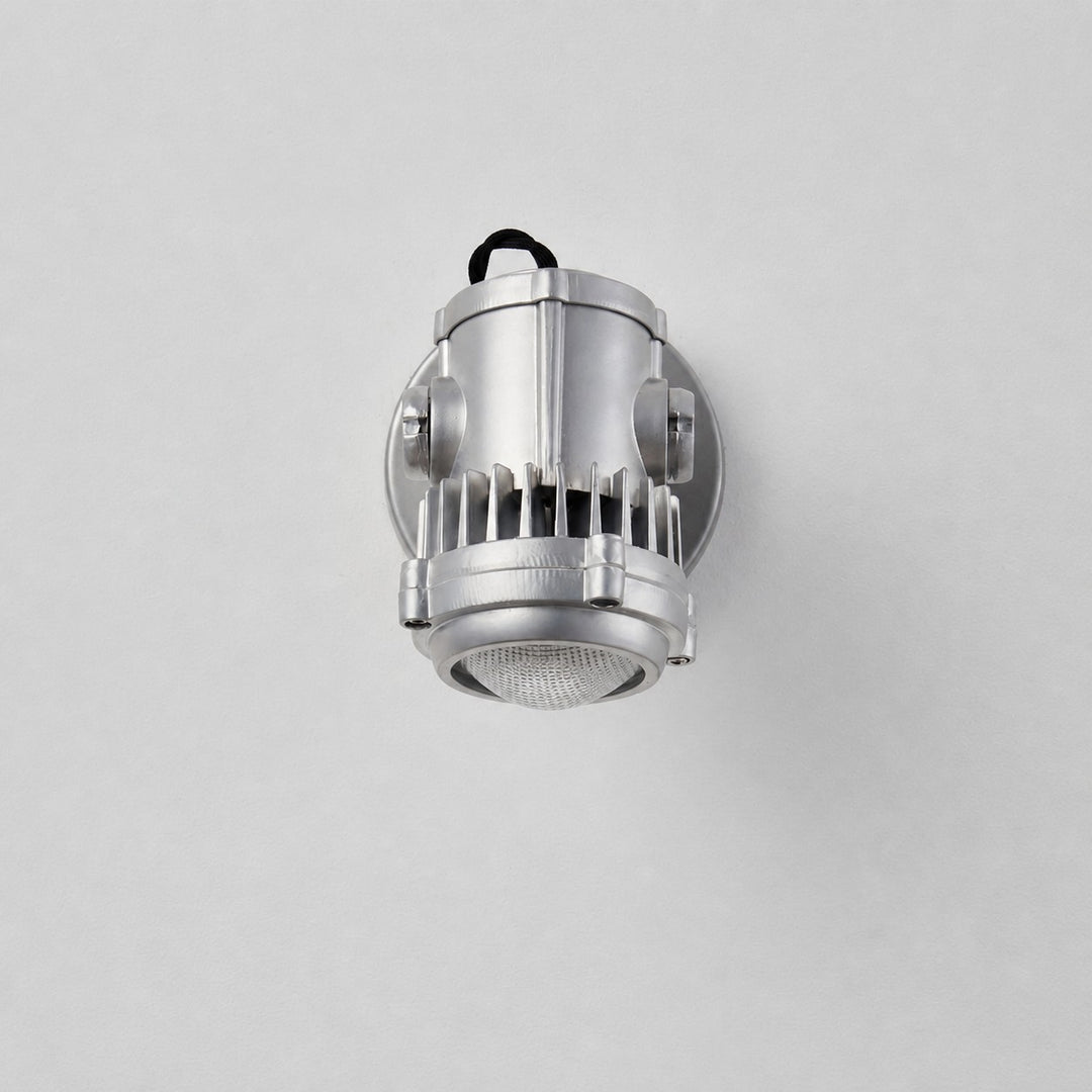 Brushed Silver Industrial Spotlight Wall Sconce