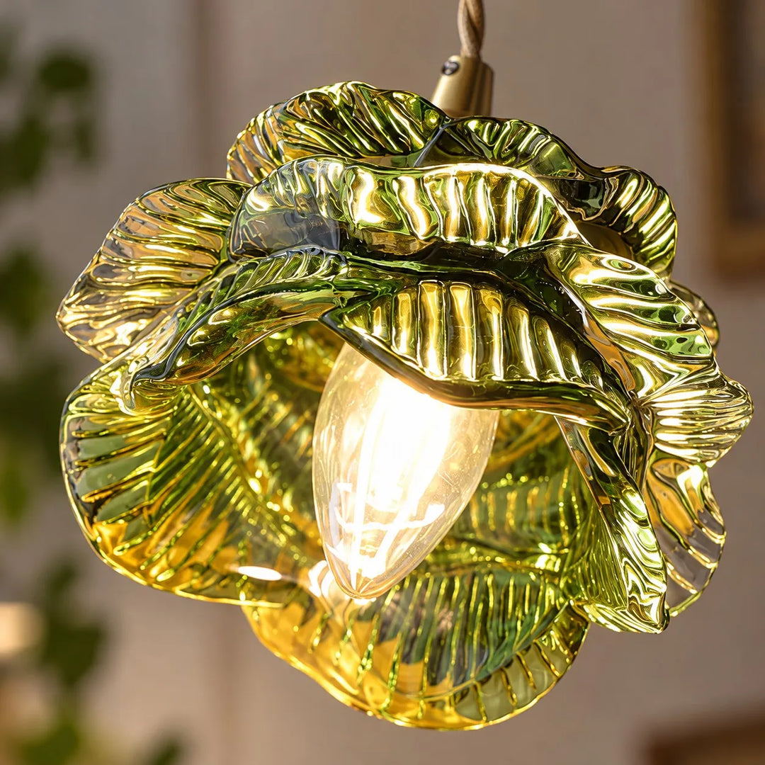 Vintage Rose Glass Pendant Lamp
