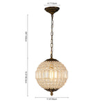 Charger l&#39;image dans la visionneuse de galerie, Lustre globe en cristal vintage luxueux avec finition en laiton antique
