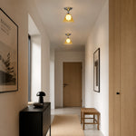 Cargar imagen en el visor de la Galería, Light Yellow Glass Pendant Light With Chrome Canopy