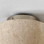 Bild in Gallery-Viewer laden, Metal ceiling base and natural travertine stone texture detail
