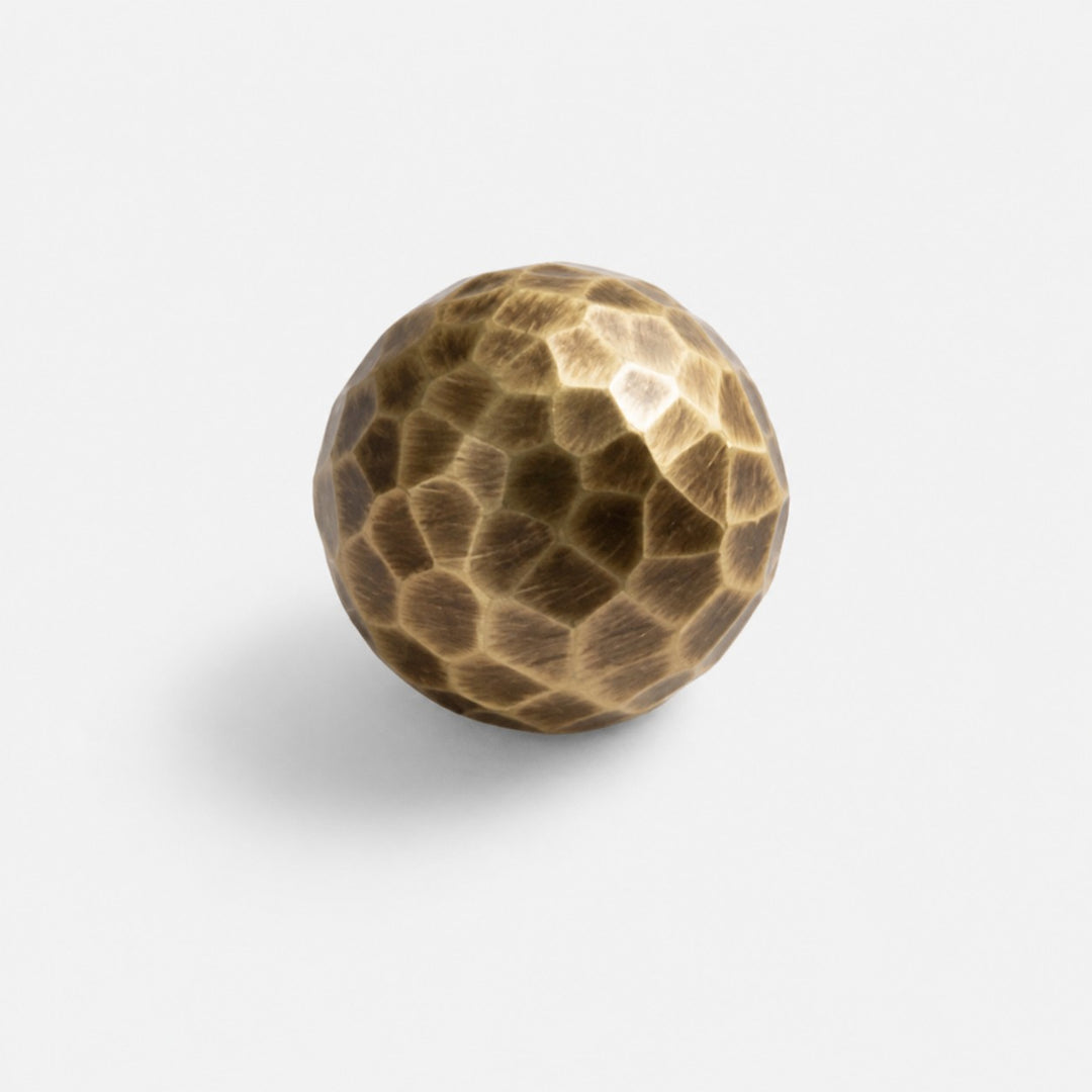 25 mm round ball hammered antique brass cabinet knob