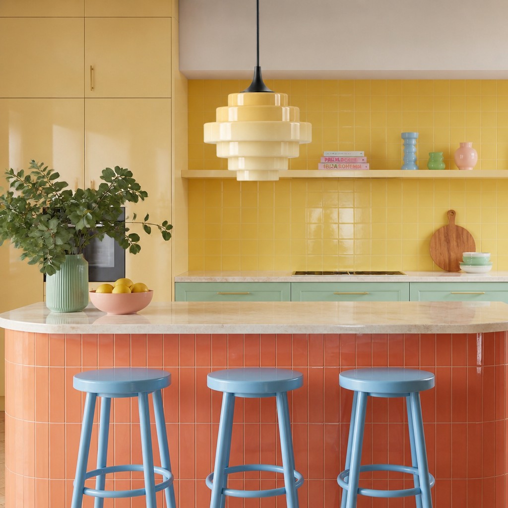 Sanenos Retro Geometric Glass Pendant Light - Gradient Glass Shade for Living or Dining Room