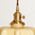 Load image into Gallery viewer, Pleated Glass Antique Brass Plug-In Swag Pendant