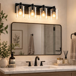 Charger l'image dans la visionneuse de galerie, Modern Metal Vanity Light with Glass Shades for Bathrooms